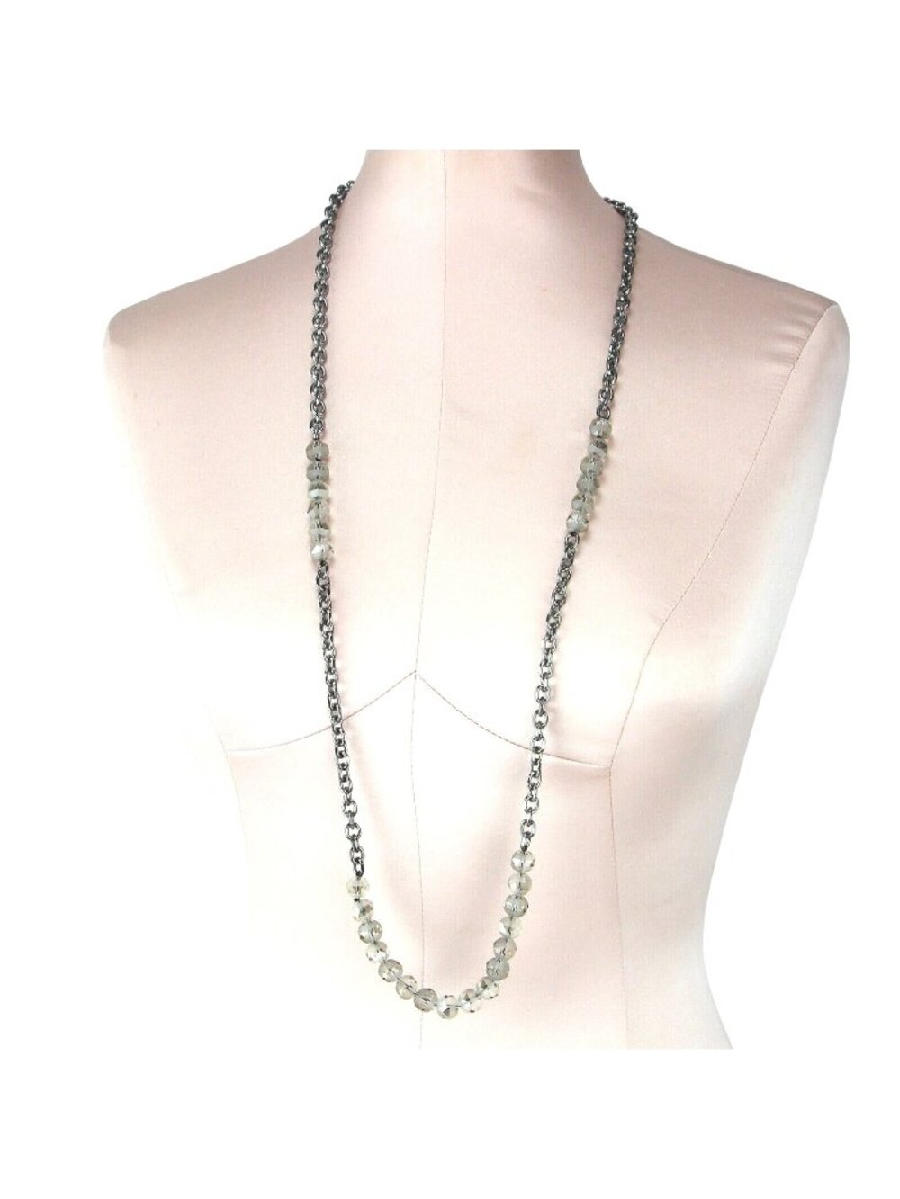 Necklace Simply Vera by Vera Wang Long Chain & Clear Glass Faceted Beads